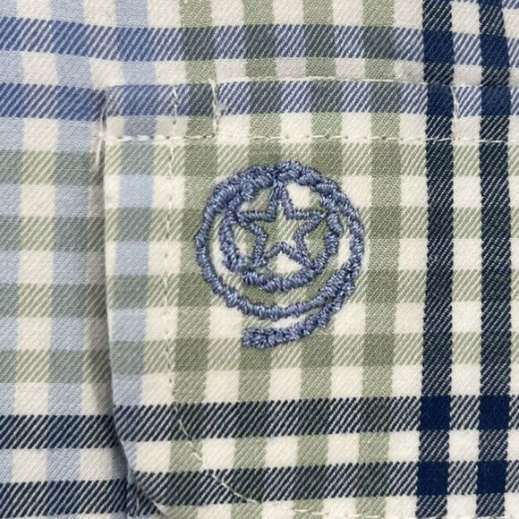 George Strait Wrangler Plaid Button-Down Shirt Mens L/G Cowboy Cut 100% Cotton B - Picture 5 of 10